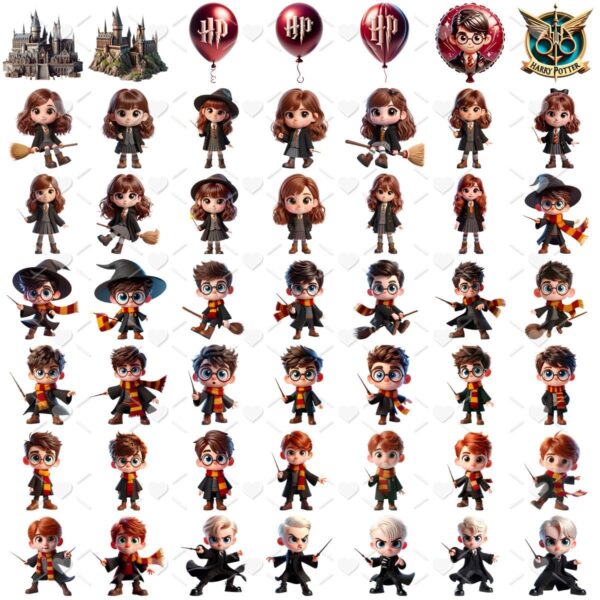 Ilustrações Harry Potter 3D Png Bebe Baby Fofo Kit Digital