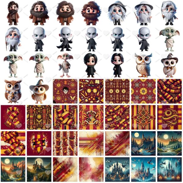 Ilustrações Harry Potter 3D Png Bebe Baby Fofo Kit Digital
