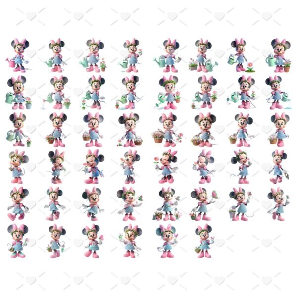 Ilustrações Jardim da Minnie Rosa Cute 3D Fofo Imagens Png