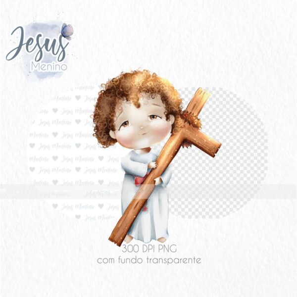 Ilustrações Jesus Menino Kit Digital Santinhos em Aquarela