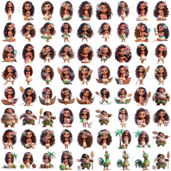 Ilustrações Moana Waialiki Cute 3D Fofo Imagens Png