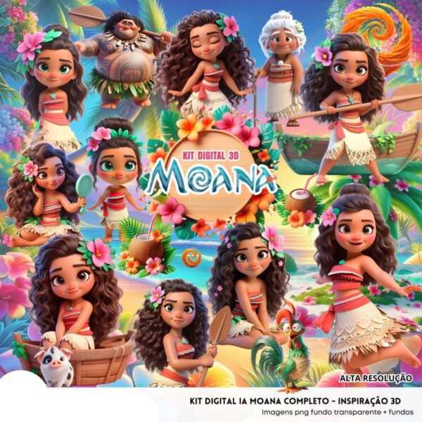 Ilustrações Moana Waialiki Cute 3D Fofo Imagens Png