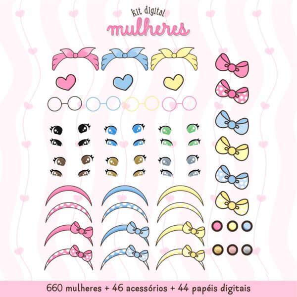 Ilustrações Mulheres P Montar Diferentes Etnias + Acessórios