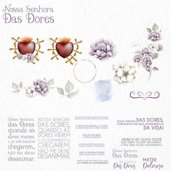 Ilustrações Nossa Senhora das Dores Kit Digital Arquivos Png