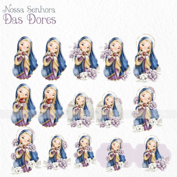 Ilustrações Nossa Senhora das Dores Kit Digital Arquivos Png