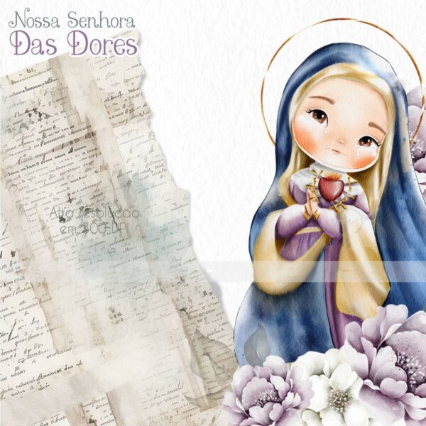 Ilustrações Nossa Senhora das Dores Kit Digital Arquivos Png
