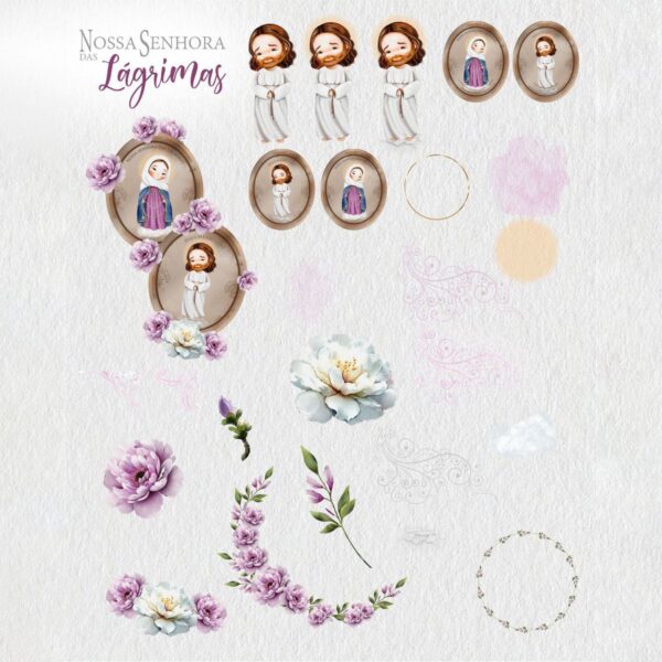 Ilustrações Nossa Senhora das Lágrimas Kit Digital Aquarela