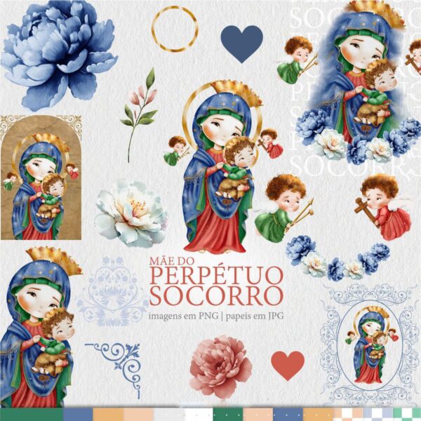 Ilustrações Nossa Senhora do Perpétuo Socorro Kit Digital