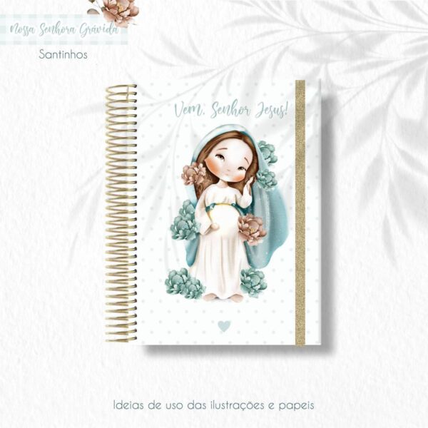 Ilustrações Nossa Senhora Grávida Kit Digital Santinhos Png