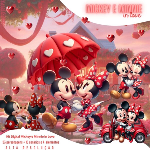 Ilustrações Png Mickey e Minnie Namorados Fofos Png