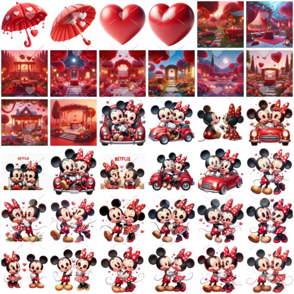 Ilustrações Png Mickey e Minnie Namorados Fofos Png