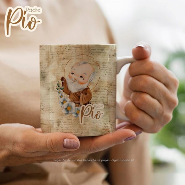 Ilustrações Png Padre Pio Kit Digital Santinhos Aquarelados