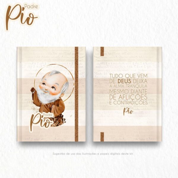 Ilustrações Png Padre Pio Kit Digital Santinhos Aquarelados