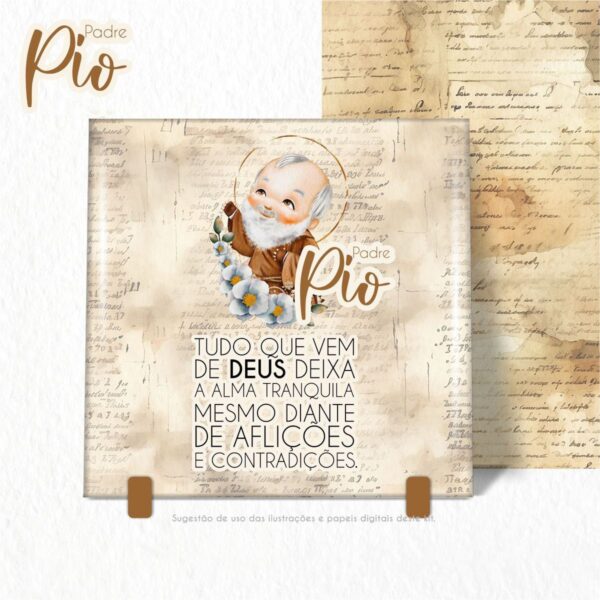 Ilustrações Png Padre Pio Kit Digital Santinhos Aquarelados