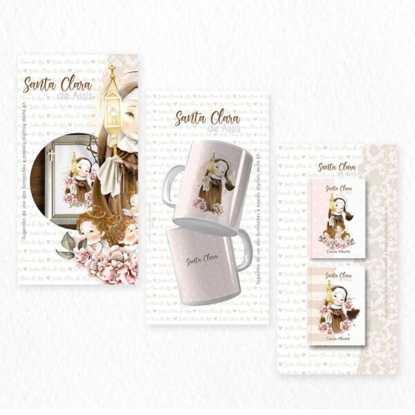 Ilustrações Png Santa Clara de Assis Kit Digital Santinhos