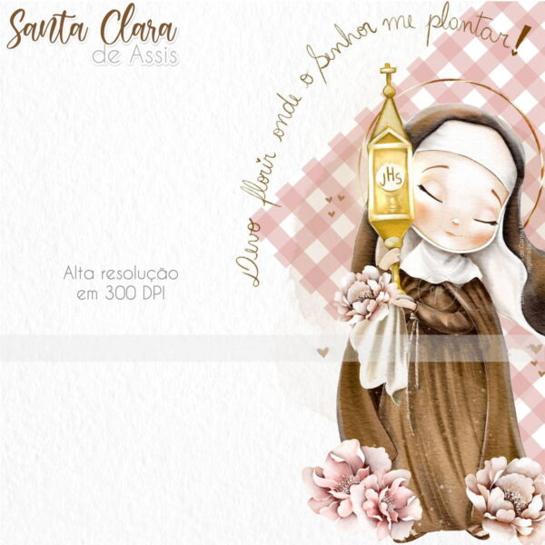 Ilustrações Png Santa Clara de Assis Kit Digital Santinhos