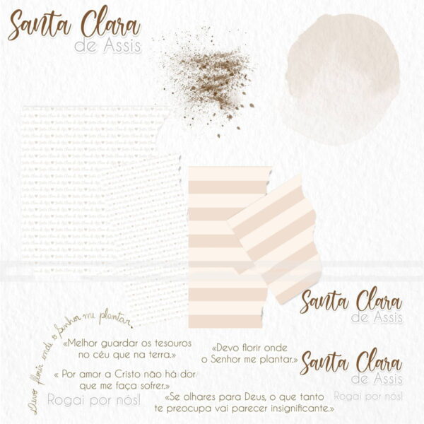 Ilustrações Png Santa Clara de Assis Kit Digital Santinhos