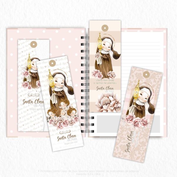 Ilustrações Png Santa Clara de Assis Kit Digital Santinhos