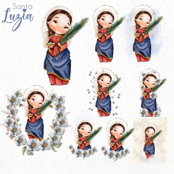 Ilustrações Png Santa Luzia Kit Digital Santinhos Aquarelado