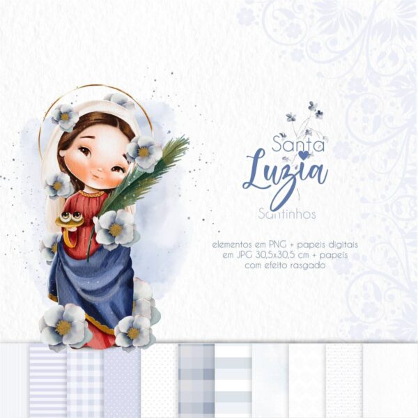 Ilustrações Png Santa Luzia Kit Digital Santinhos Aquarelado