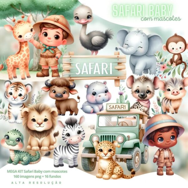 Ilustrações Safari Baby Aquarela Cute 3D Fofo Imagens Png