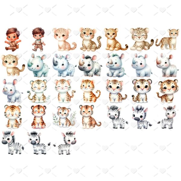 Ilustrações Safari Baby Aquarela Cute 3D Fofo Imagens Png