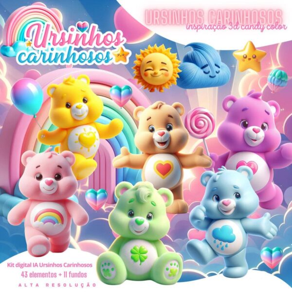 Ilustrações Ursinhos Carinhosos Cute 3D Fofo Imagens Png