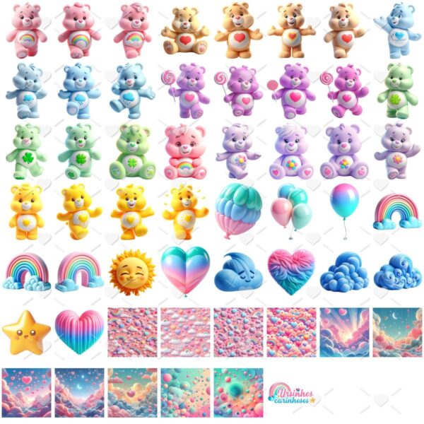 Ilustrações Ursinhos Carinhosos Cute 3D Fofo Imagens Png