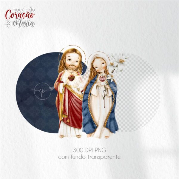 Imaculado Coração de Maria Kit Digital Santinhos em Png