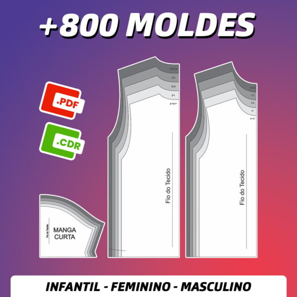 Kit +800 Moldes Modelagem Feminino Masculino e Infantil