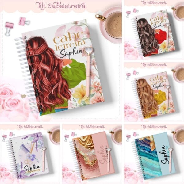 kit agendas cabeleireira arquivo digital capas para encadernacao