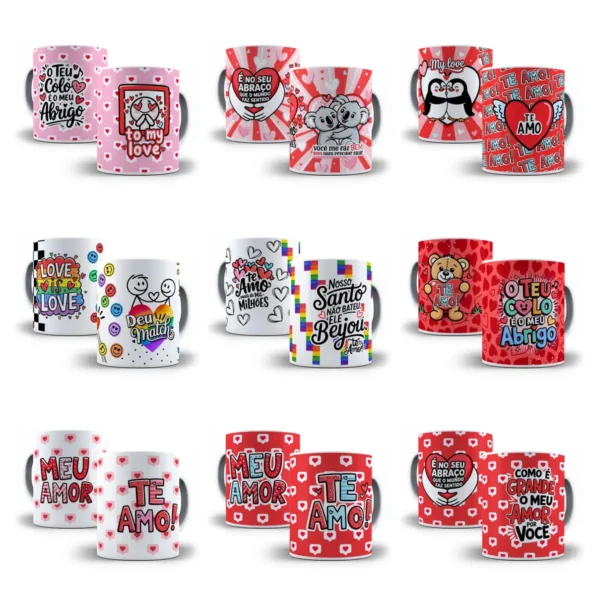 Kit Amor Eterno: 30 Artes para Canecas/Tubolatas em JPG