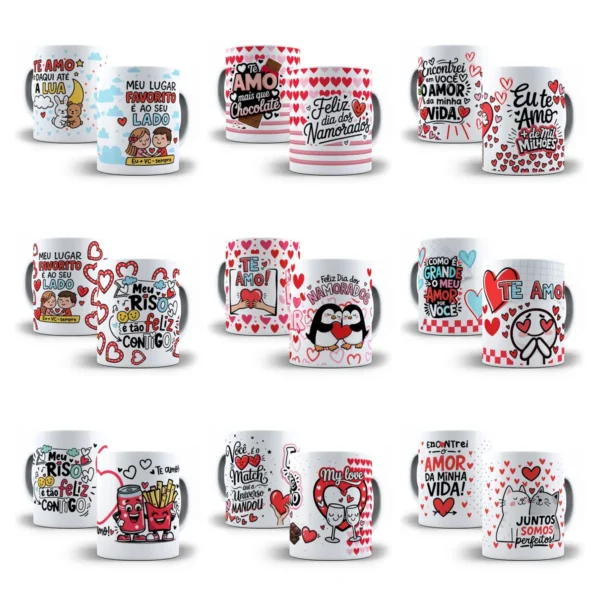 Kit Amor Eterno: 30 Artes para Canecas/Tubolatas em JPG