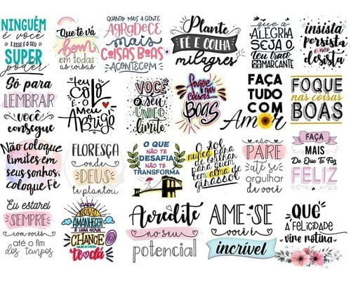 Kit Arquivos Digitais Lettering Frases Motivacionais Png