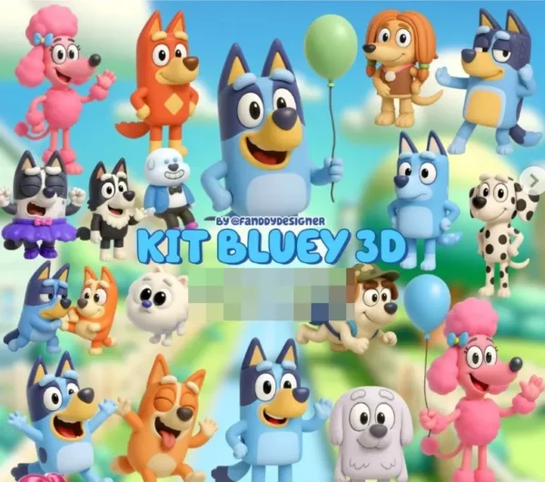 Kit Blue 3D: Arquivos PNG para Cartonagem e Scrapbooking