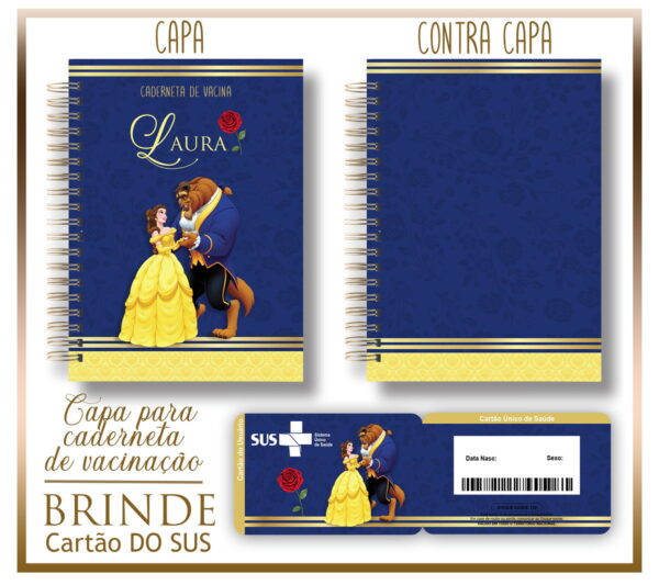 kit capa e cartao sus a bela e a fera arquivo digital personalizacao