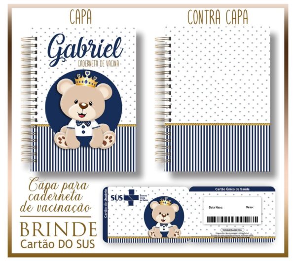 kit capa e cartao sus ursinho principe arquivo digital arquivo digital