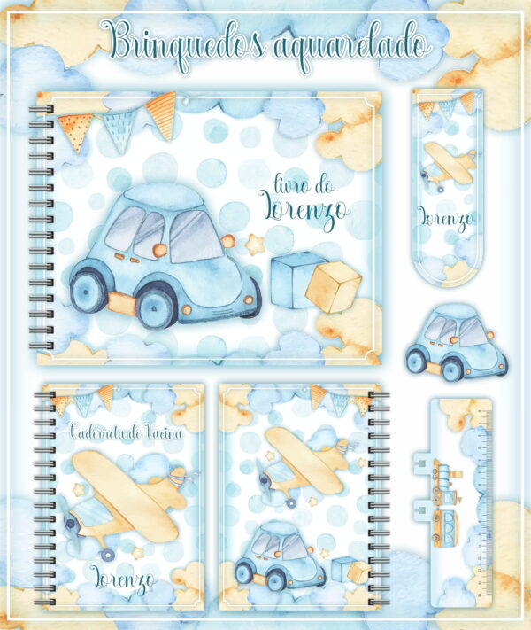 kit completo brinquedos aquarelados bebe arquivo digital encadernacao em geral