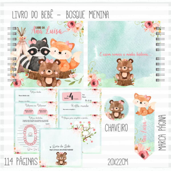 Kit Completo do Bebê Bosque Menina - Arquivo Digital - Imagem 3
