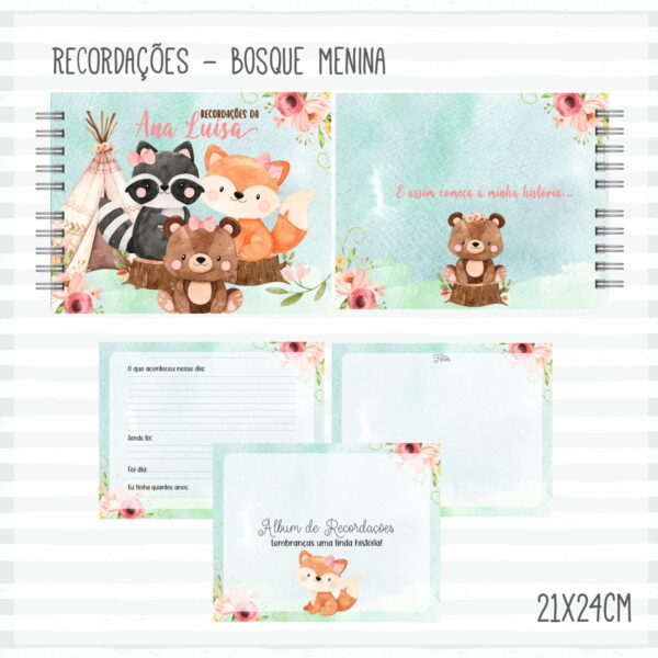 kit completo do bebe bosque menina arquivo digital mensagem