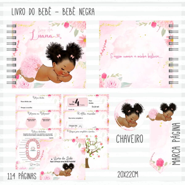 kit completo do bebe negra afro arquivo digital acompanhamento mensal