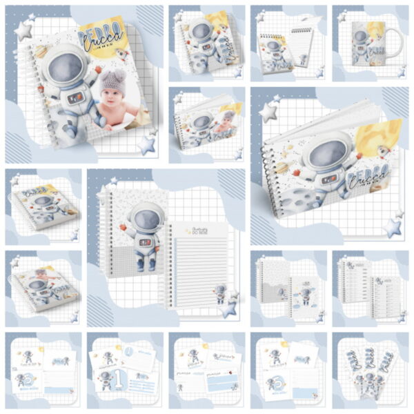 kit completo maternidade astronauta menino arquivo digital papelaria digital
