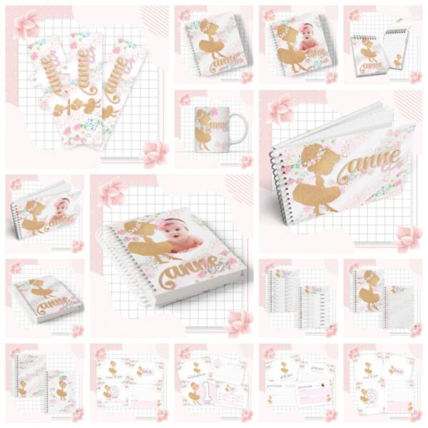 kit completo maternidade ballet arquivo digital caneca