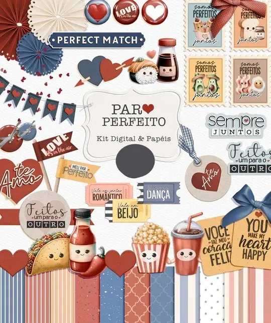 Kit Completo para Lembranças de Namorados em PNG