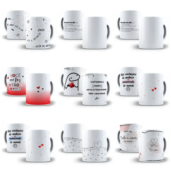 Kit Criativo de Estampas para Canecas de Namorados