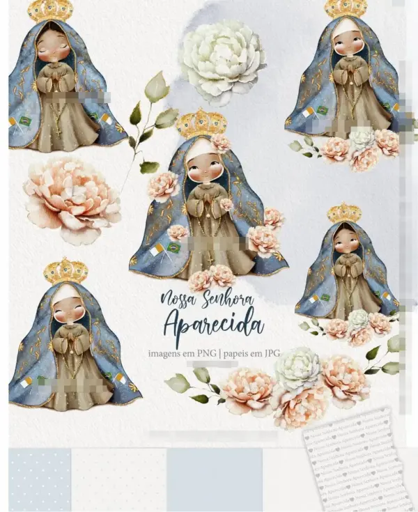 Kit Criativo Nossa Senhora Aparecida Estilo Aquarela