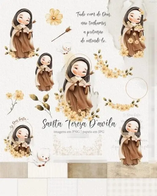 Kit de Arte Digital Aquarelada - Santa Teresa D’Ávila