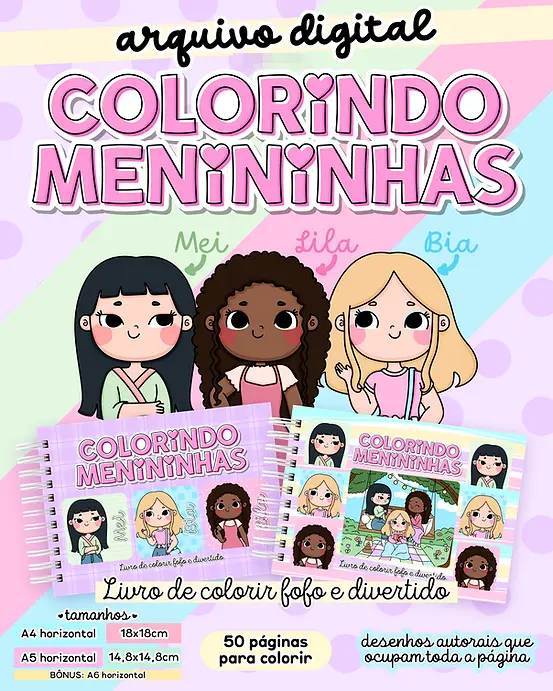 Kit de Colorir Meninescas para Download em PDF