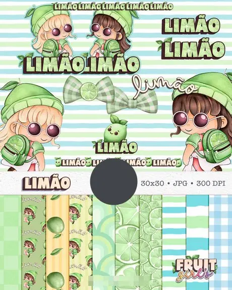 Kit de Design Boneca Cute - Tema Frutinhas Limão Aquarela