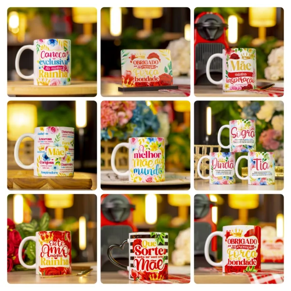 Kit de Designs para Caneca Dia das Mães - Edição Limitada em JPG